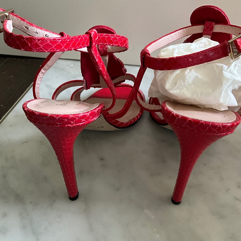 Kate Spade “Idalou” ruby python sandals with jewe… - image 5